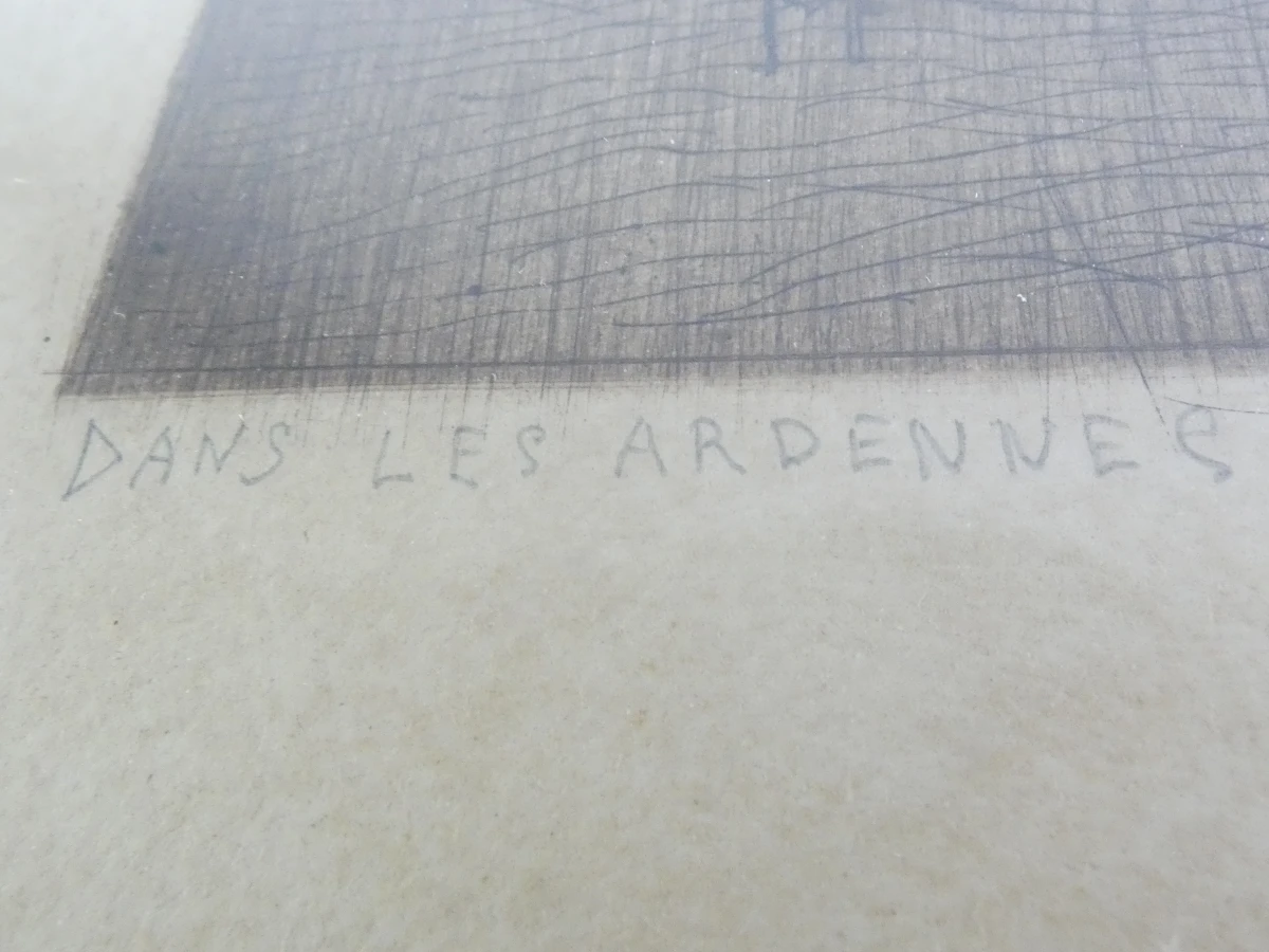 Ingelijste ets 'Dans les Ardennes' - foto 4