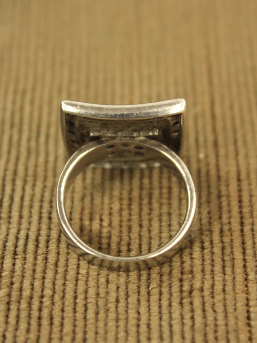Sterling zilveren ring met vierkante, rijk bezette ringkop - foto 4