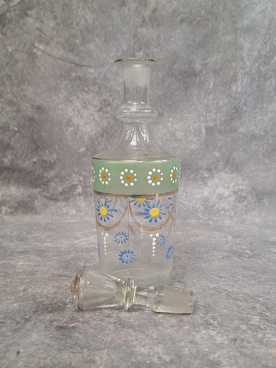Geëmailleerd glazen likeurstel met karaf en vier glaasjes - Art-Deco - foto 4