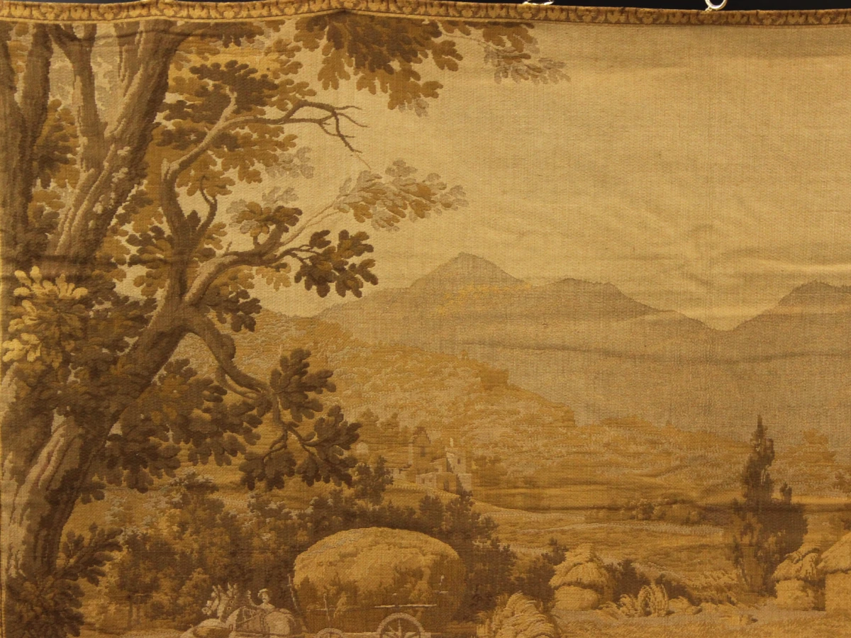 XL Vintage gobelin-wandtapijt met landelijke oogstscène - foto 4