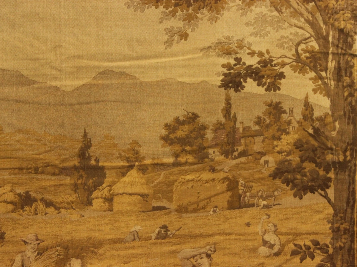 XL Vintage gobelin-wandtapijt met landelijke oogstscène - foto 5