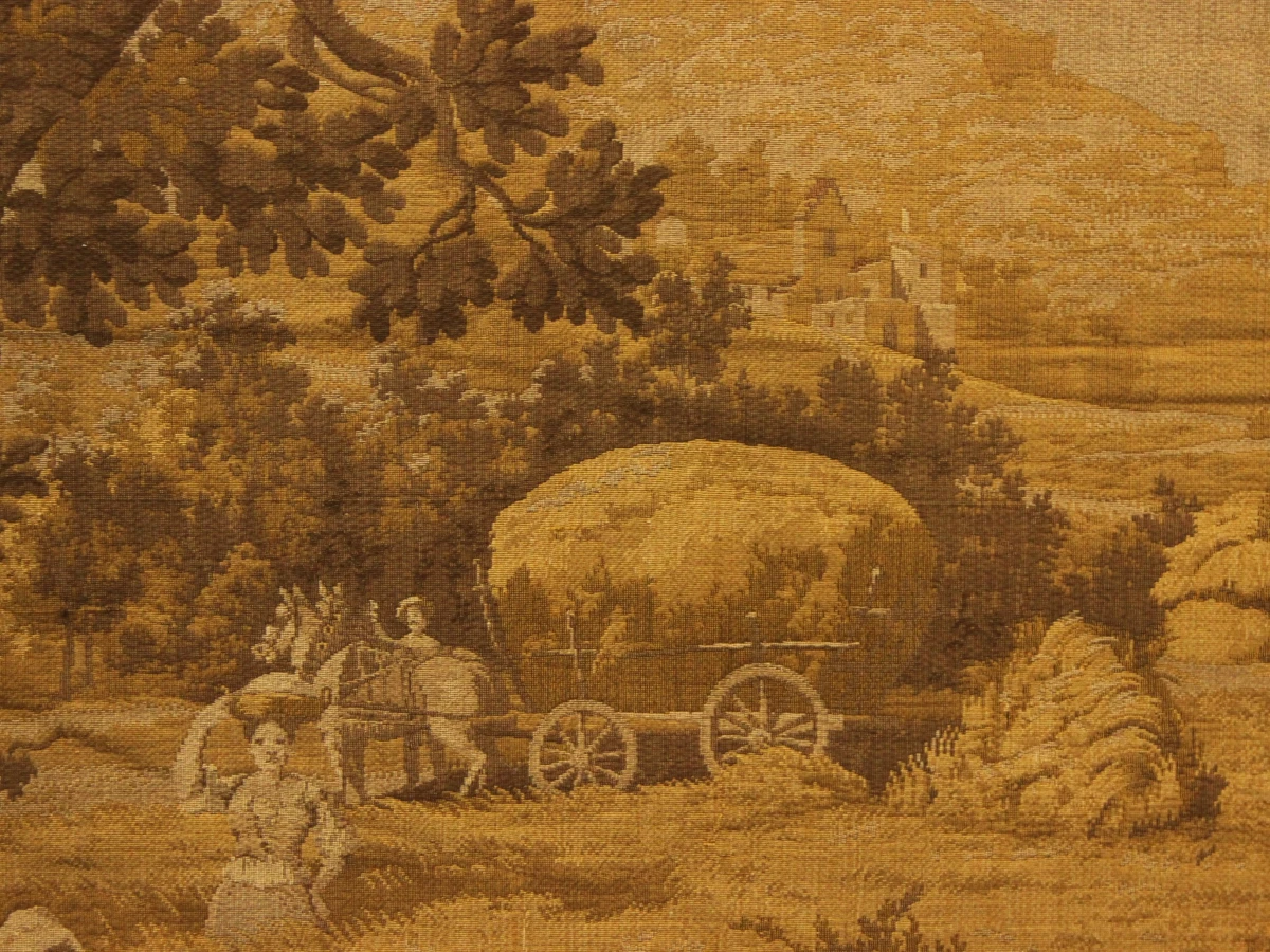 XL Vintage gobelin-wandtapijt met landelijke oogstscène - foto 6