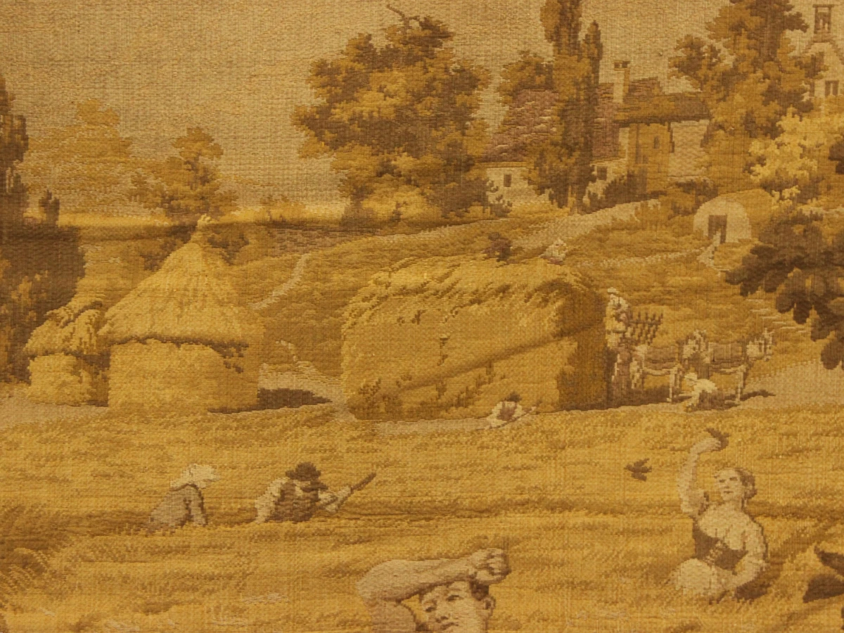 XL Vintage gobelin-wandtapijt met landelijke oogstscène - foto 7