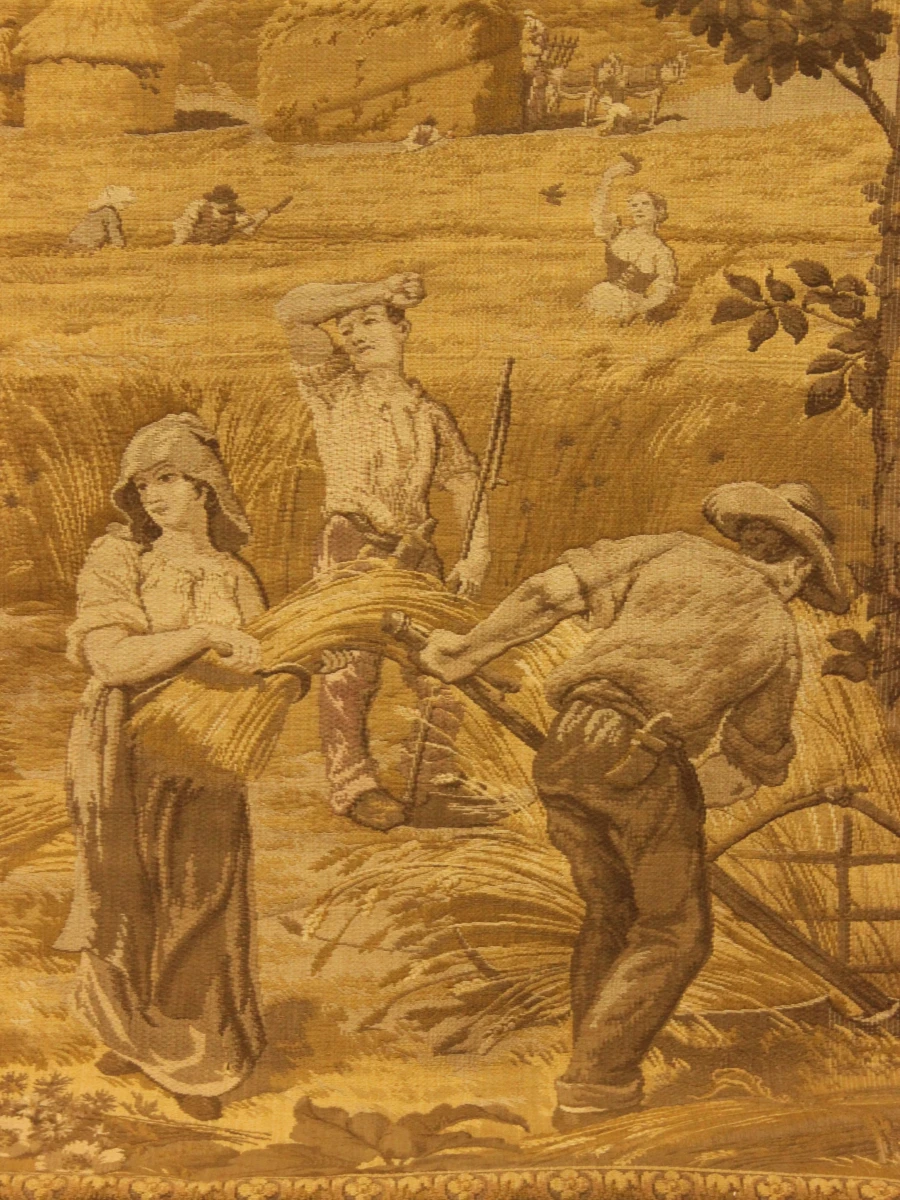 XL Vintage gobelin-wandtapijt met landelijke oogstscène - foto 8