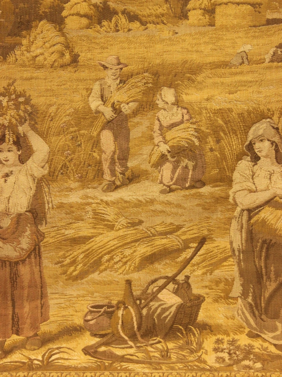 XL Vintage gobelin-wandtapijt met landelijke oogstscène - foto 9