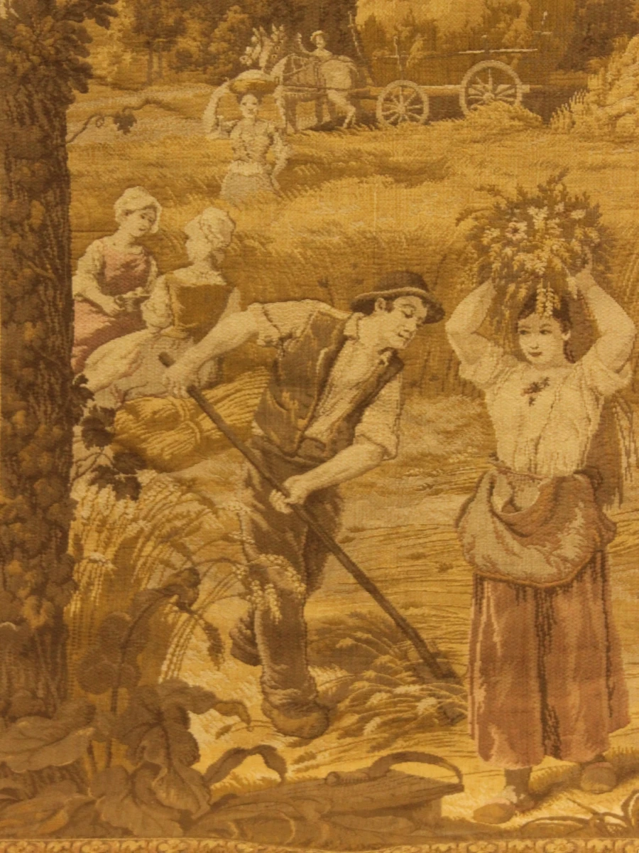 XL Vintage gobelin-wandtapijt met landelijke oogstscène - foto 10