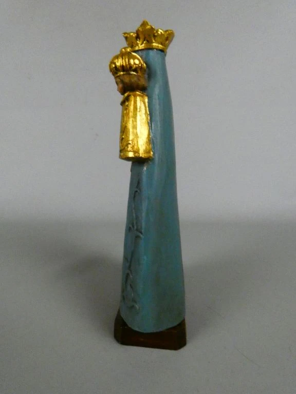 Beeldje van Maria met kind in blauwe en gouden mantel - foto 2