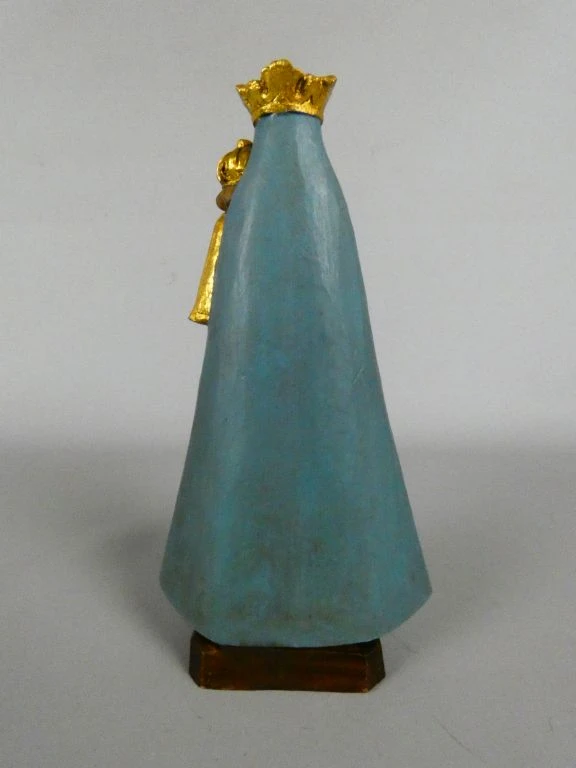 Beeldje van Maria met kind in blauwe en gouden mantel - foto 3