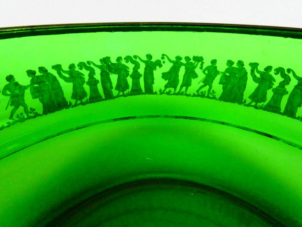 Groene glazen schaal met gouden decoratie - foto 3