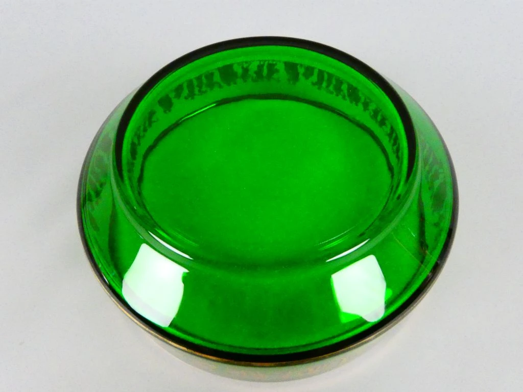 Groene glazen schaal met gouden decoratie - foto 4
