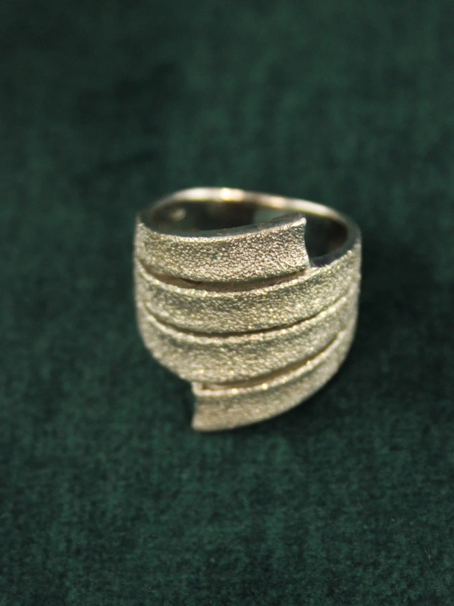Gestructureerde sterling zilveren ring - foto 2