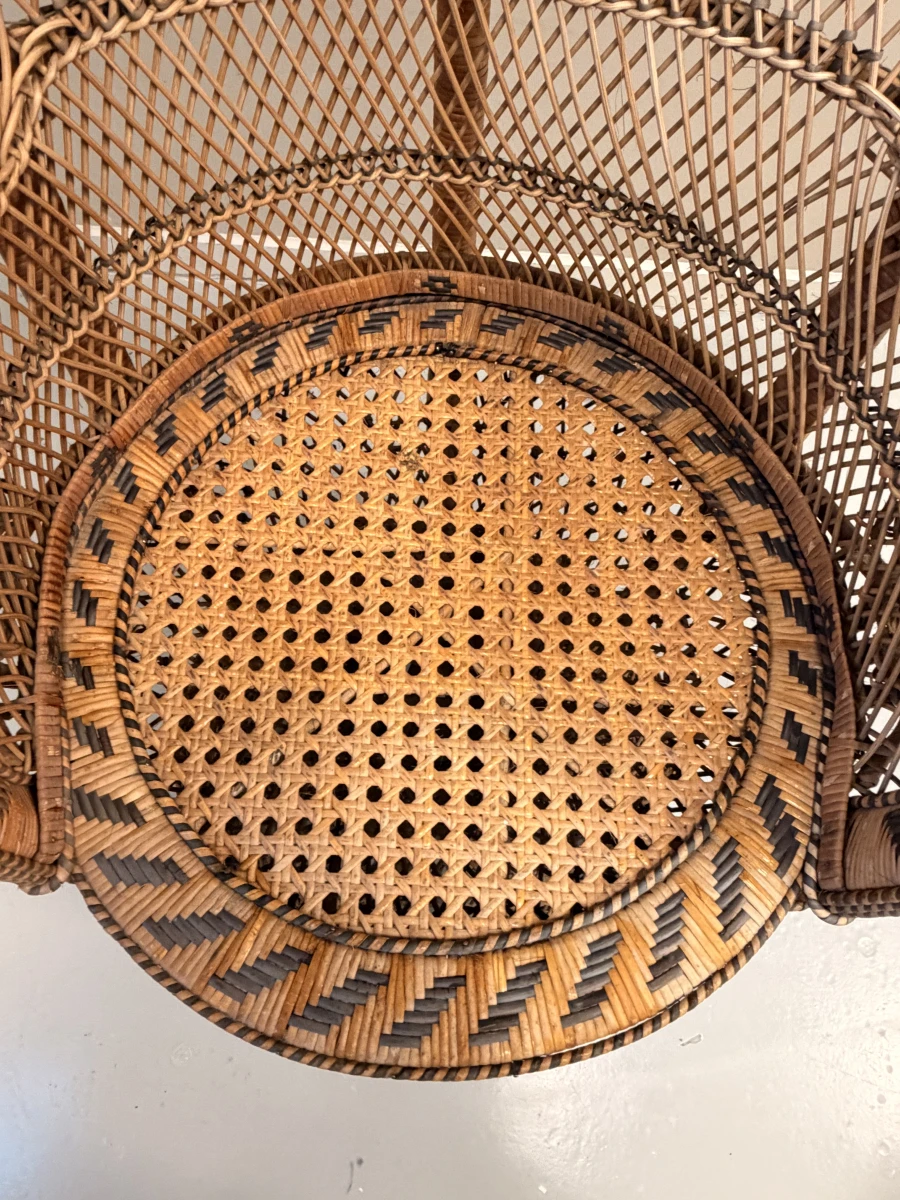 Rotan Pauwenstoel vintage - foto 10