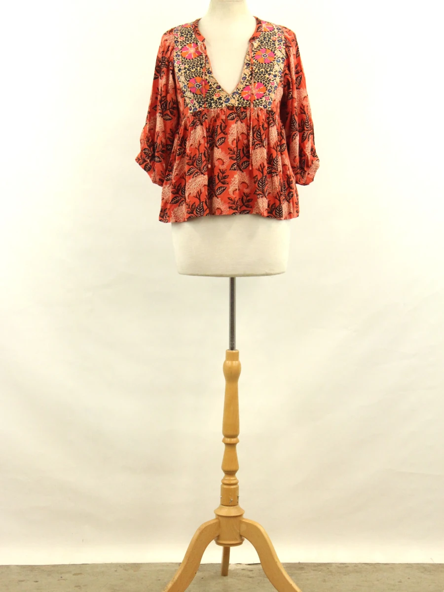 Ba&sh blouse met kleurrijke print en halflange mouwen - foto 2