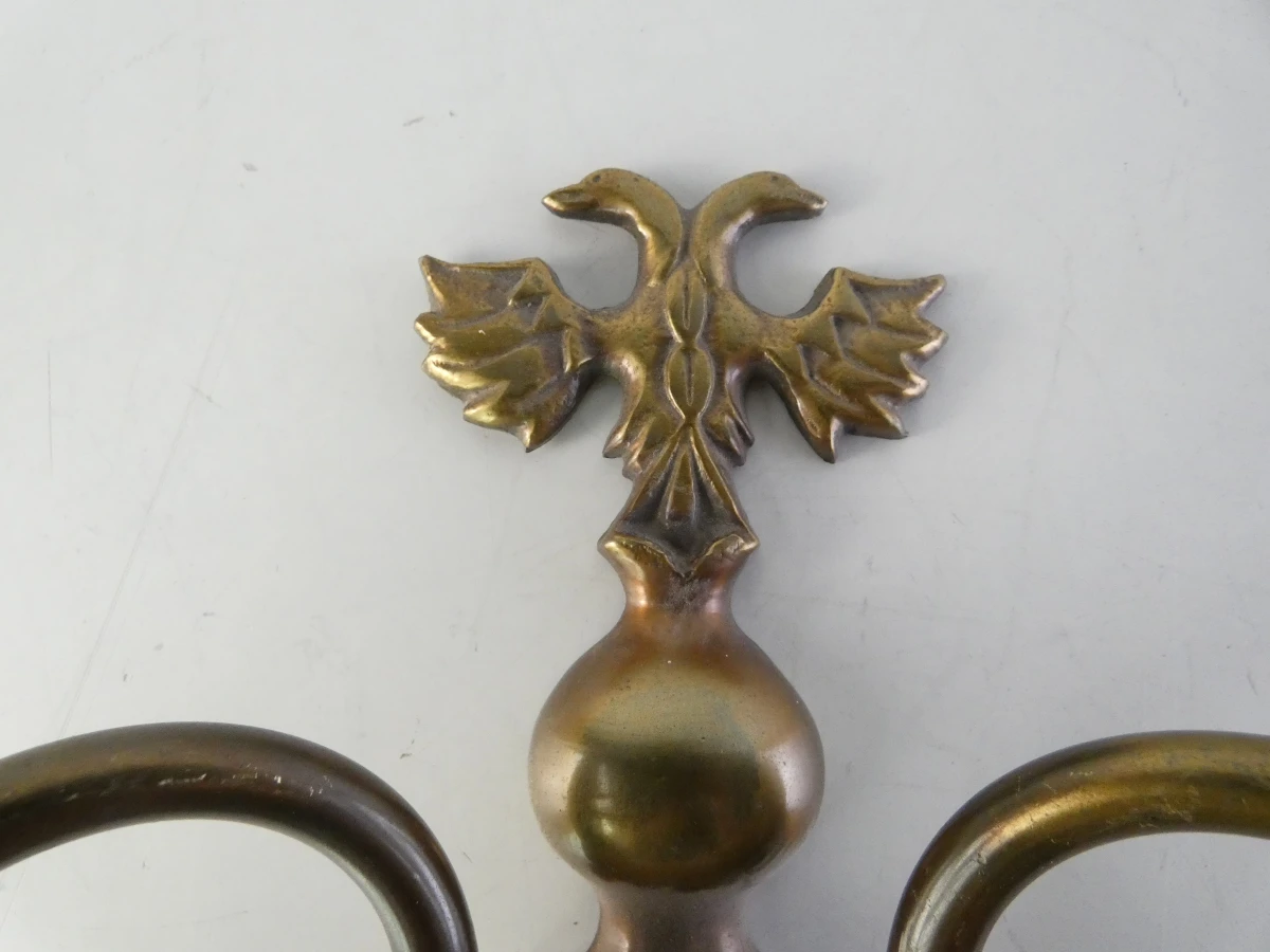 Paar vintage wandlampen van messing met dubbele armen - foto 3