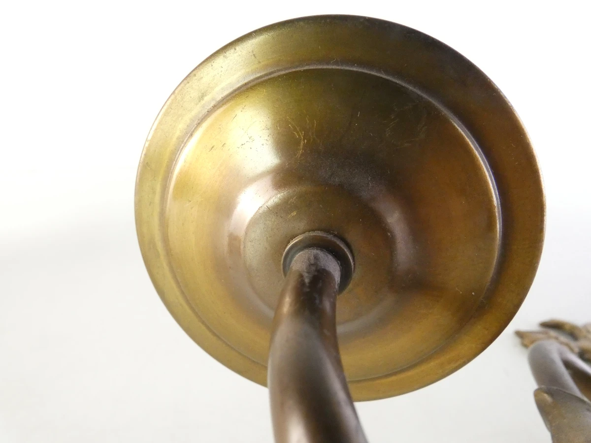 Paar vintage wandlampen van messing met dubbele armen - foto 13