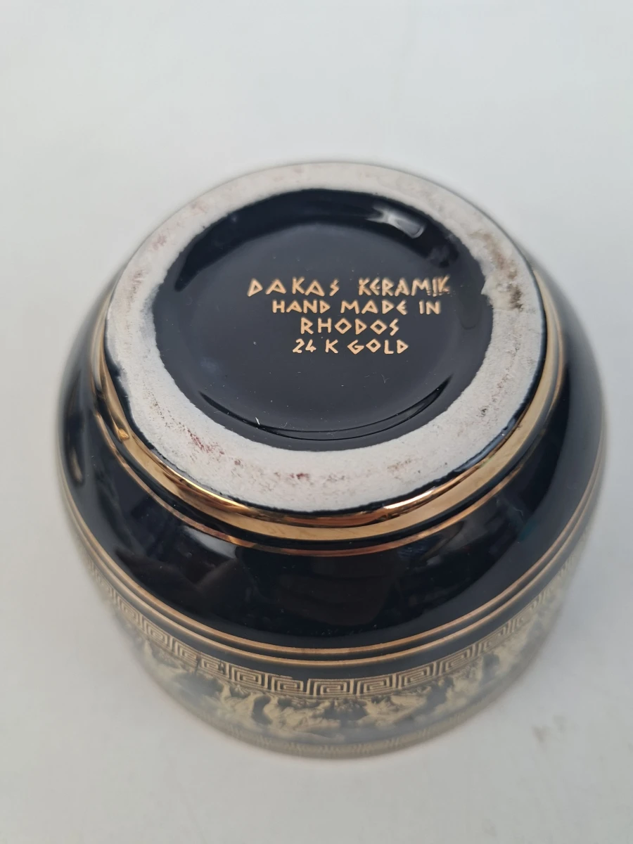 🏛️ Prachtige Vintage Griekse Bonbonnière / Suikerpot – Dakas Keramik (24K Goud) - foto 3
