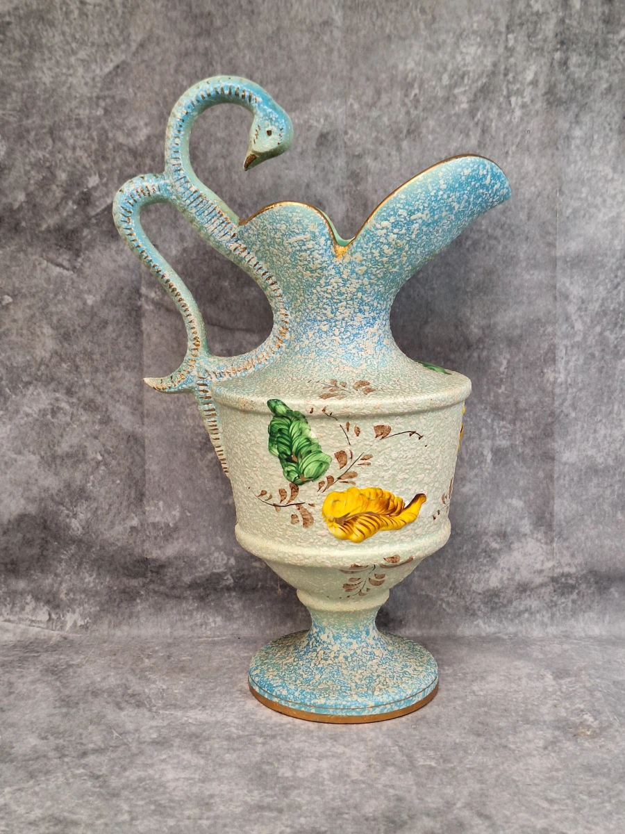 Belgische faience schenkkan - Hubert Bequet met zwanenhals - foto 3