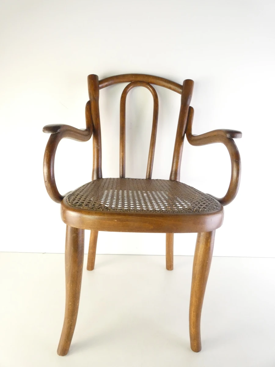 Thonet kindsstoel met gevlochten zitting en armleuningen - foto 2