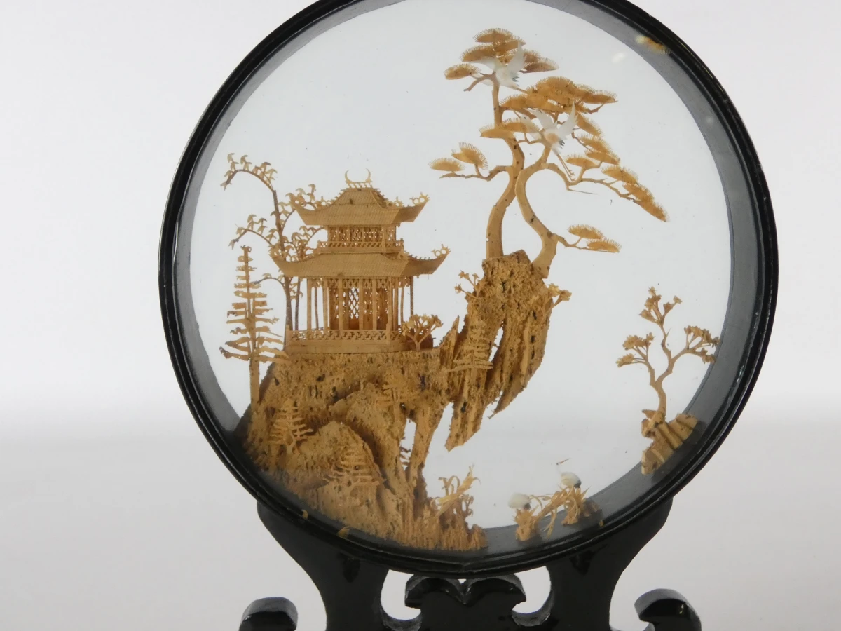 Chinese tek-houtsnijwerken, kleine landschapsscènes - foto 8