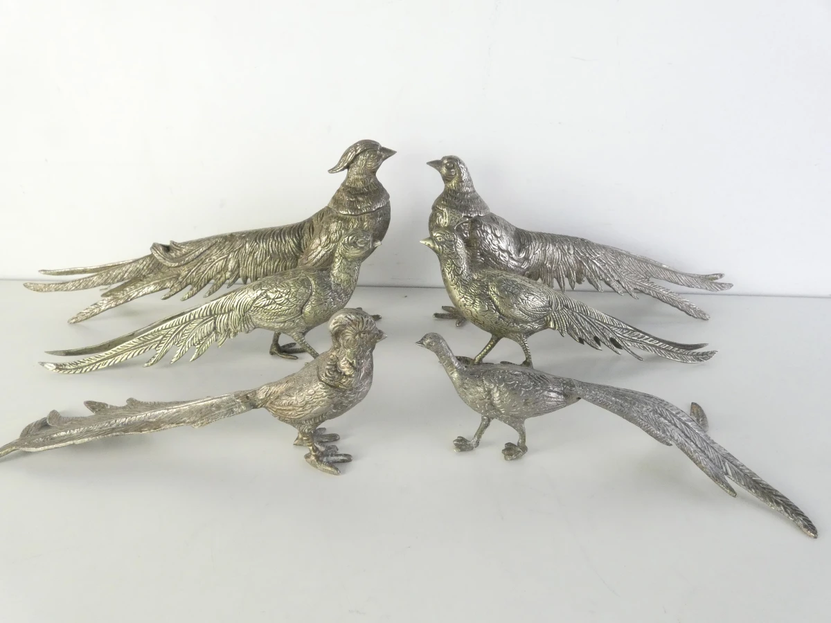 Set van 6 metalen fazanten beeldjes - foto 2