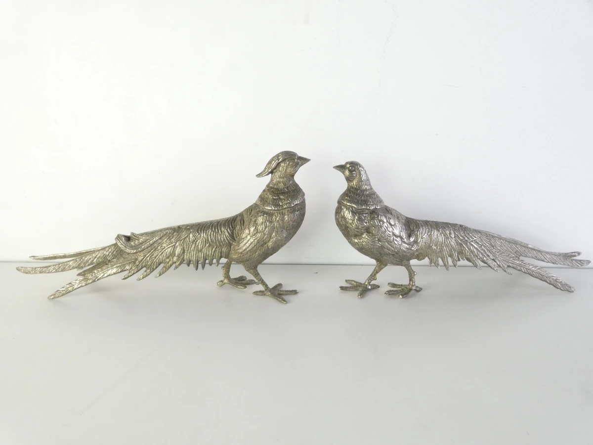 Set van 6 metalen fazanten beeldjes - foto 3
