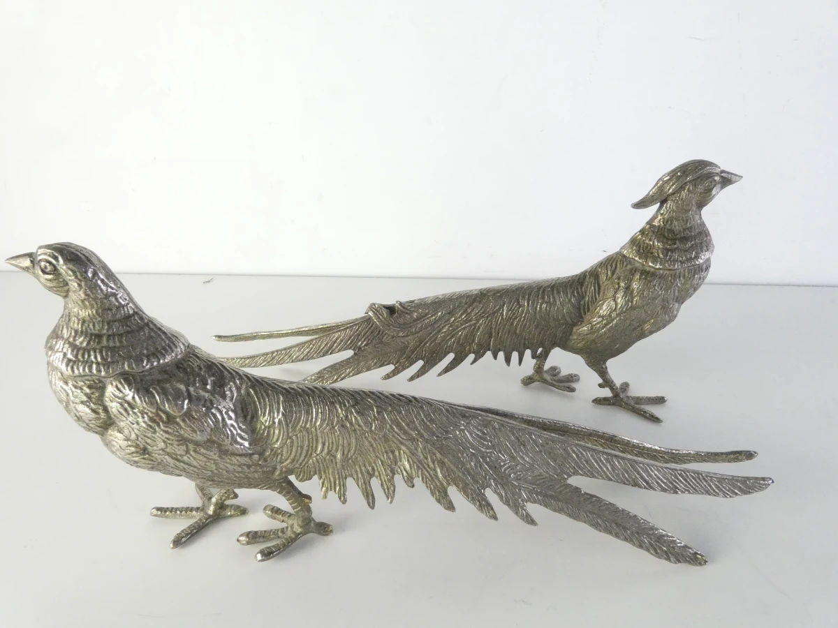 Set van 6 metalen fazanten beeldjes - foto 4