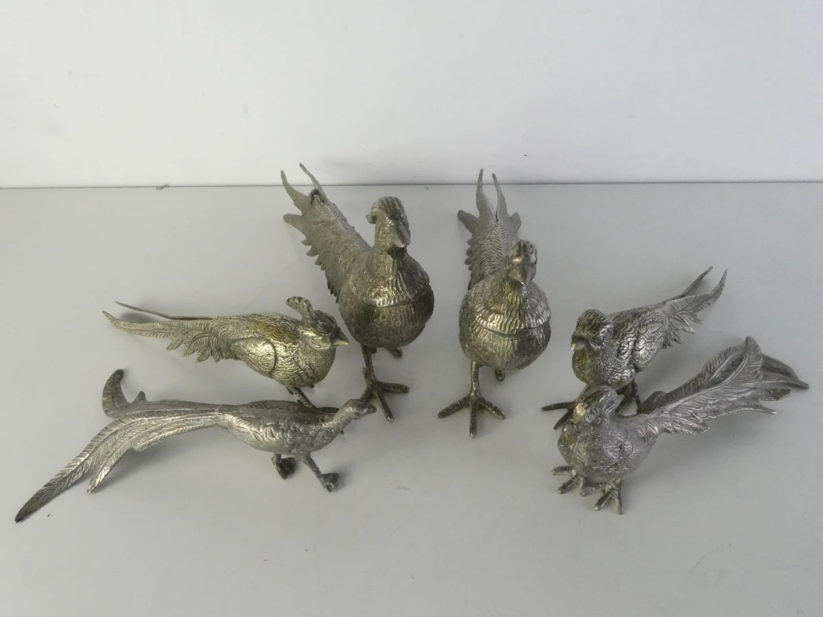 Set van 6 metalen fazanten beeldjes - foto 21