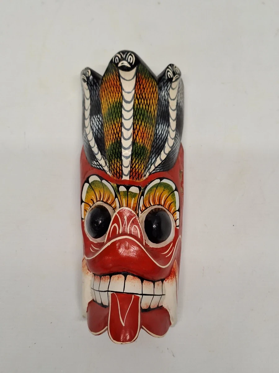Traditioneel Sri Lankaans Naga Raksha masker handgesneden hout - foto 3