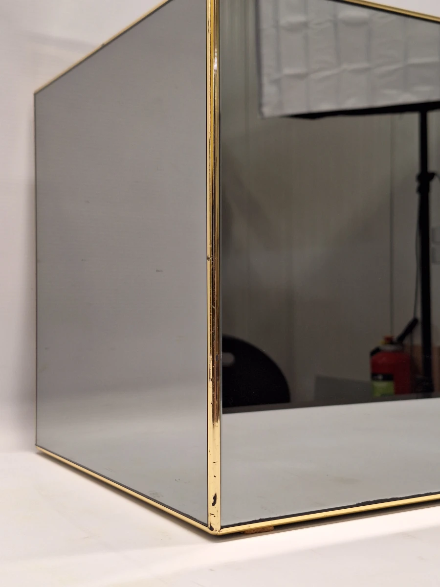 Vintage Deknudt spiegelkubus - Hollywood Regency bijzettafel / sokkel - Made in Belgium - foto 4