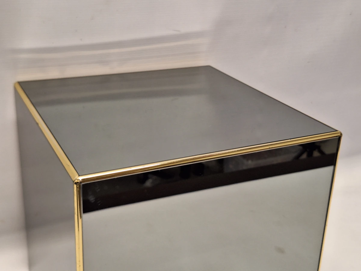 Vintage Deknudt spiegelkubus - Hollywood Regency bijzettafel / sokkel - Made in Belgium - foto 5