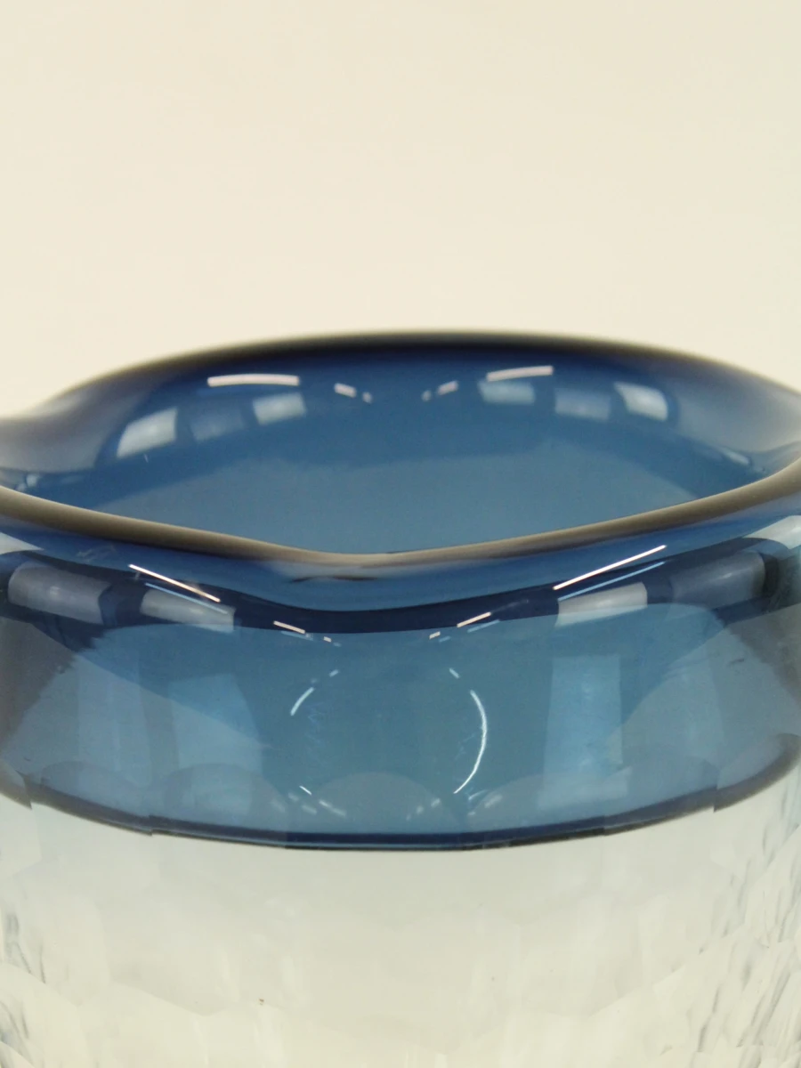 Kare design glazen vaas met blauwe rand - foto 5