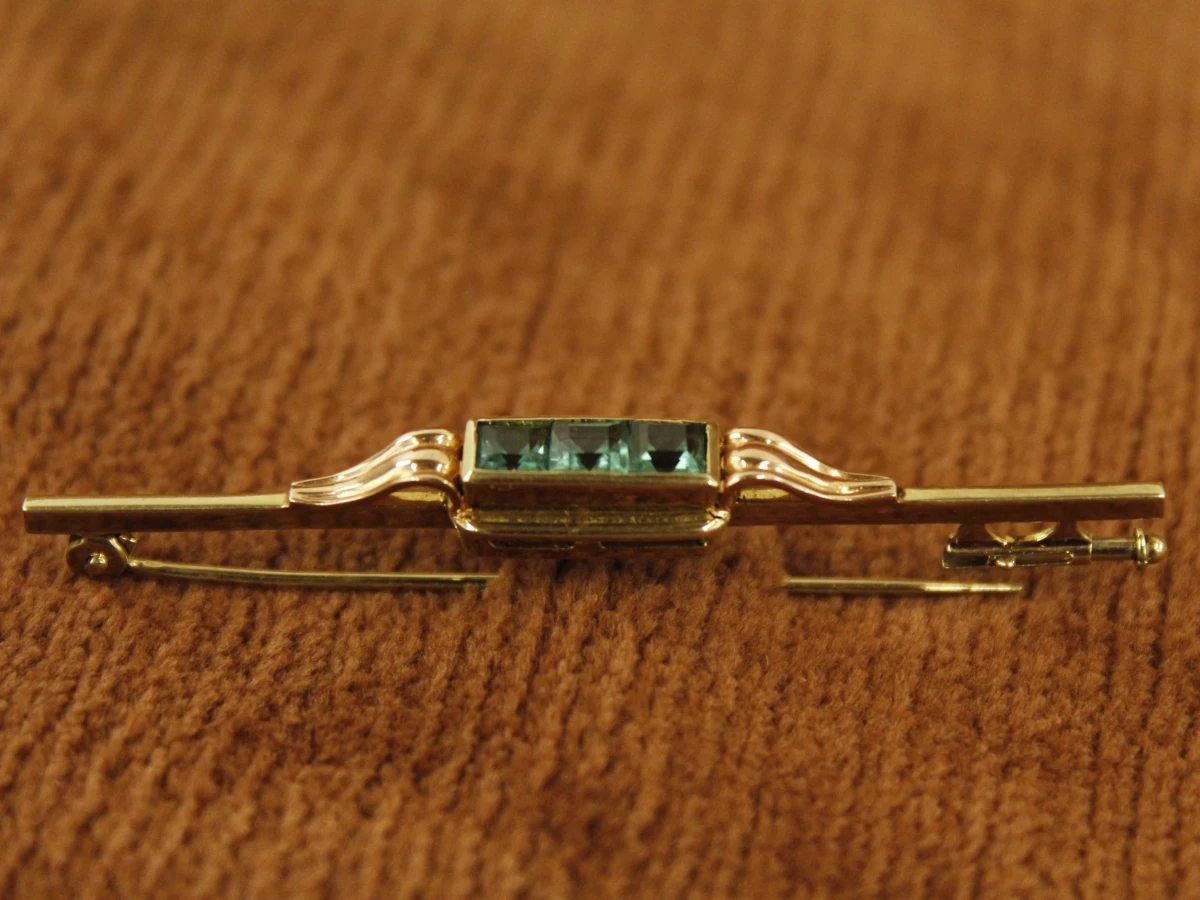 Wilhelm Müller 14 karaats gouden two-tone staafbroche - foto 2