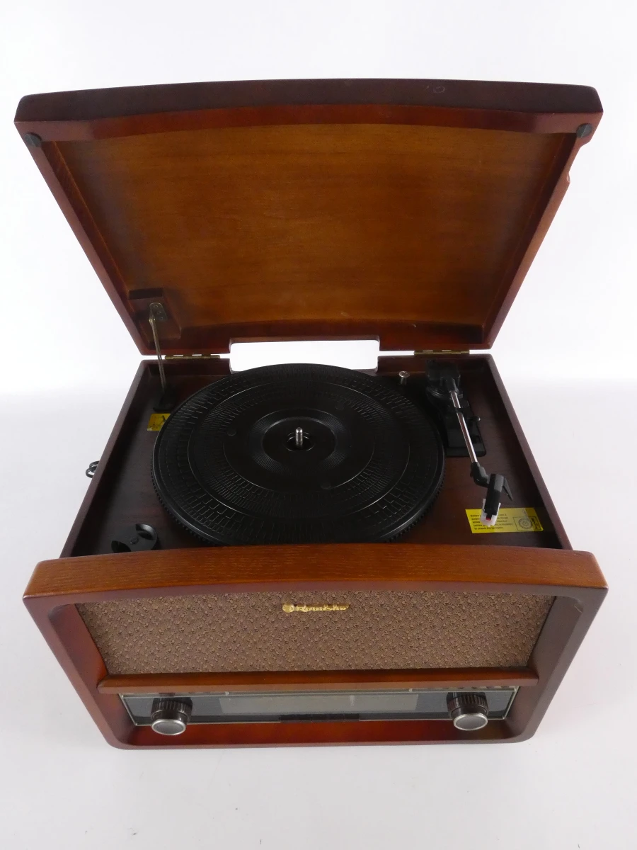 Roadstar platenspeler met radio en cd-speler in houten kast - foto 2
