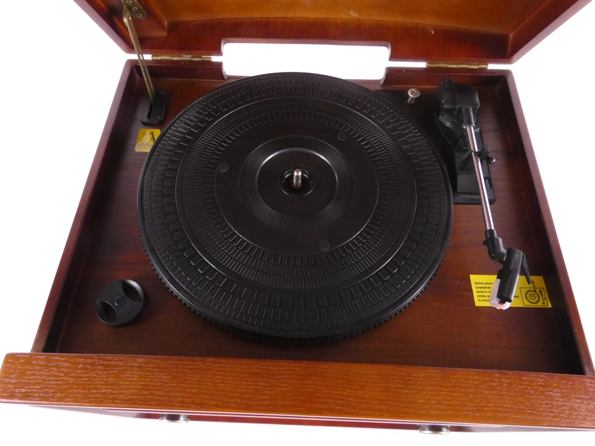 Roadstar platenspeler met radio en cd-speler in houten kast - foto 3