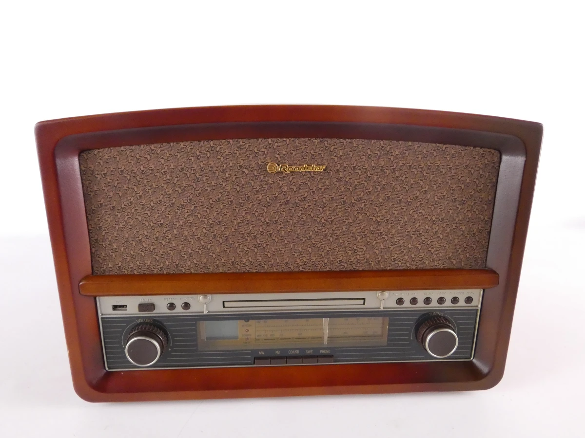 Roadstar platenspeler met radio en cd-speler in houten kast - foto 6