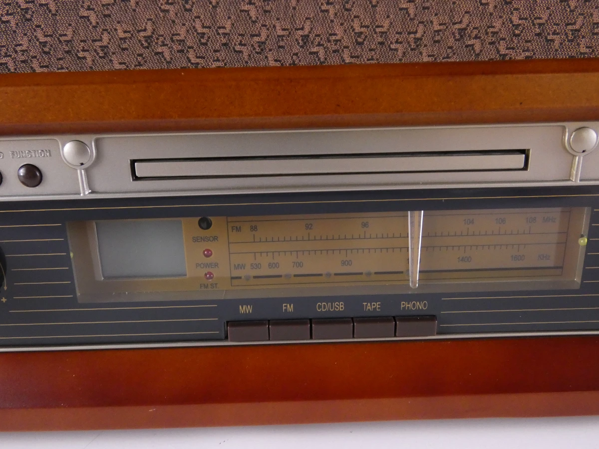 Roadstar platenspeler met radio en cd-speler in houten kast - foto 9