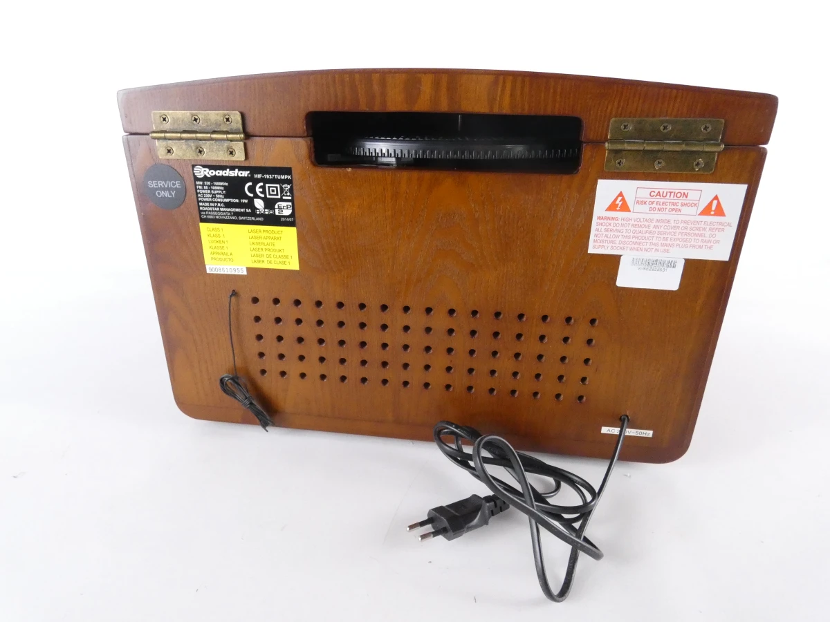Roadstar platenspeler met radio en cd-speler in houten kast - foto 11