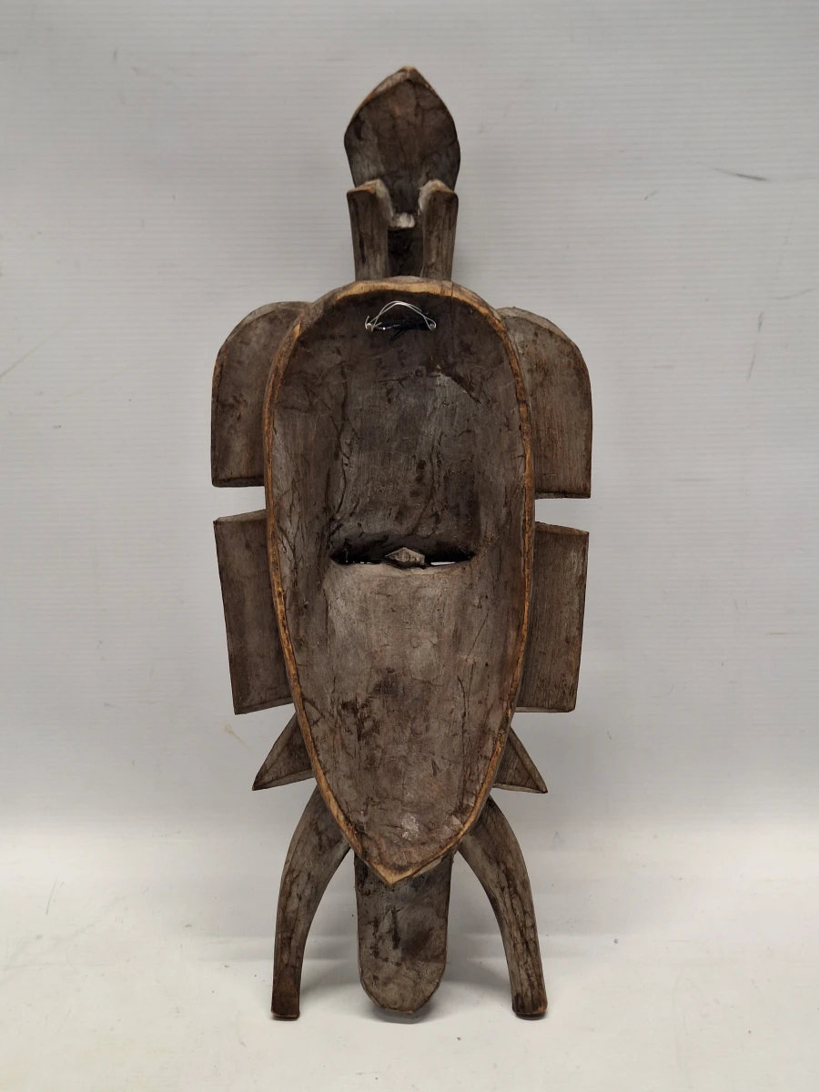 Set van twee handgesneden houten wandmaskers uit Afrika en Mexico - foto 8