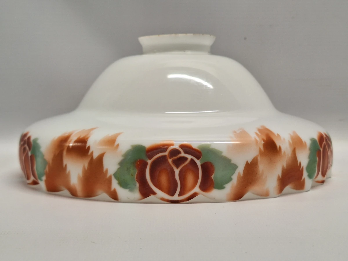 Vintage hanglamp met 3 extra verwisselbare opalineglazen kappen – handbeschilderd bloemendecor - foto 12