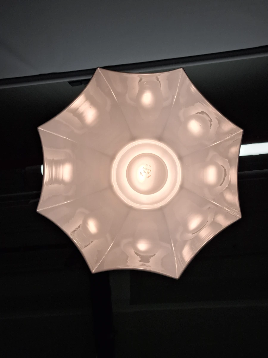 Vintage hanglamp met 3 extra verwisselbare opalineglazen kappen – handbeschilderd bloemendecor - foto 7