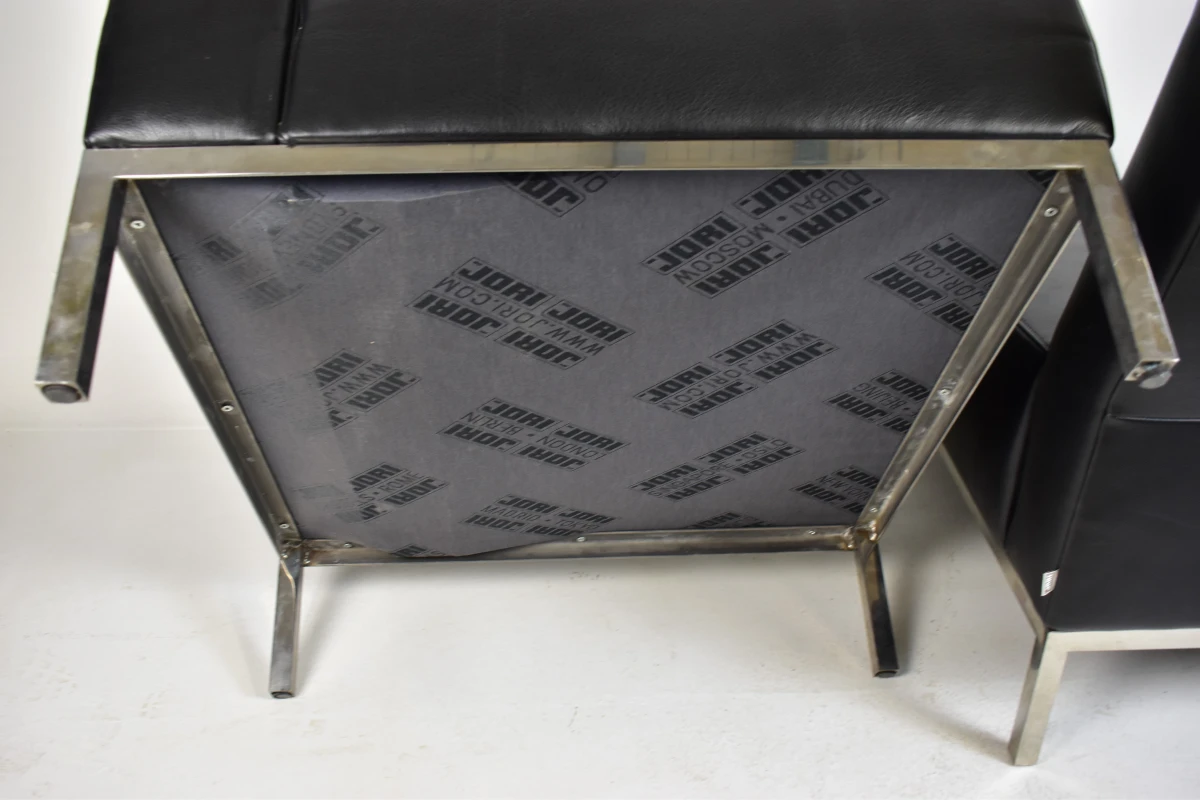 Set van 2 vintage JORI fauteuils in zwart leder - foto 6