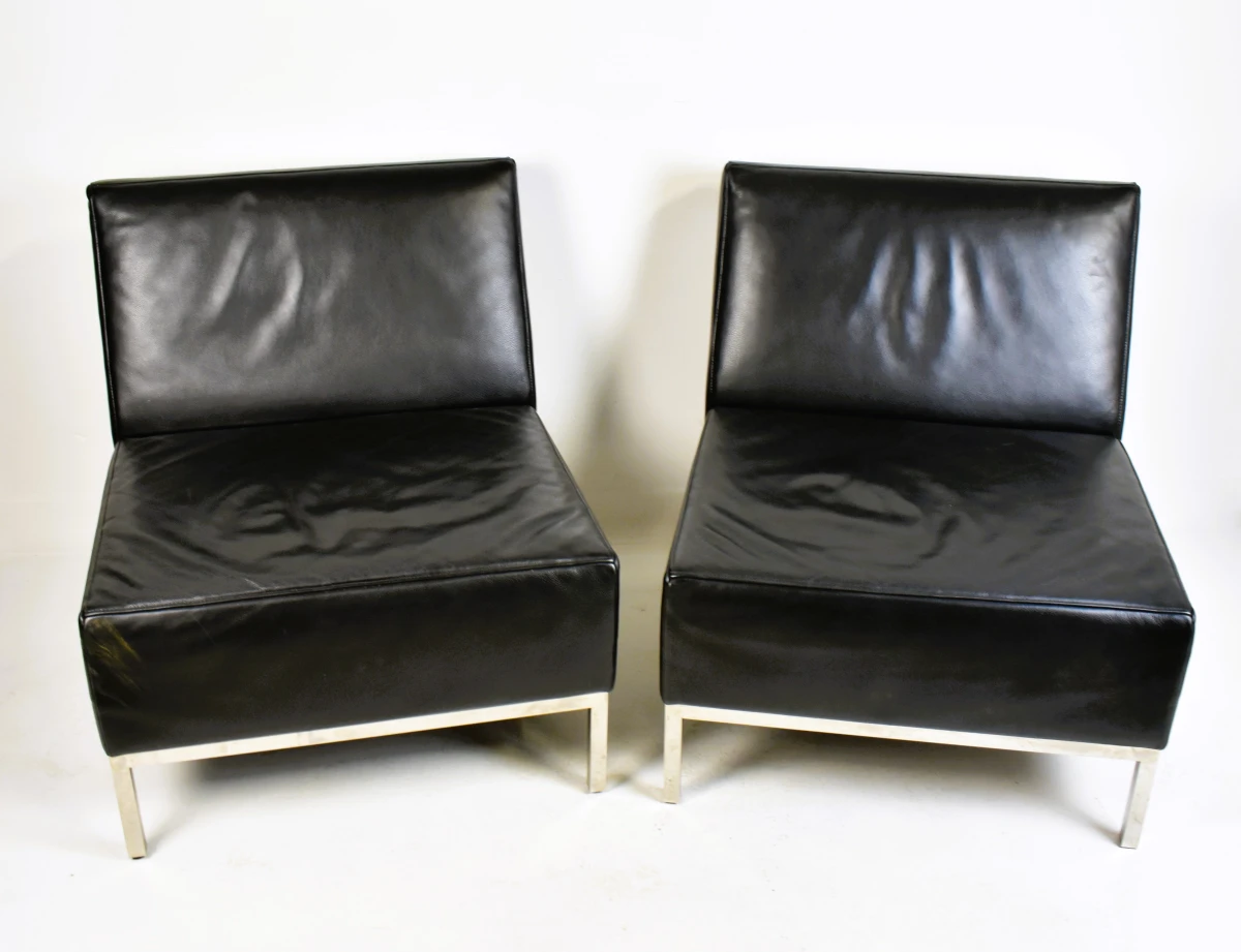 Set van 2 vintage JORI fauteuils in zwart leder - foto 2