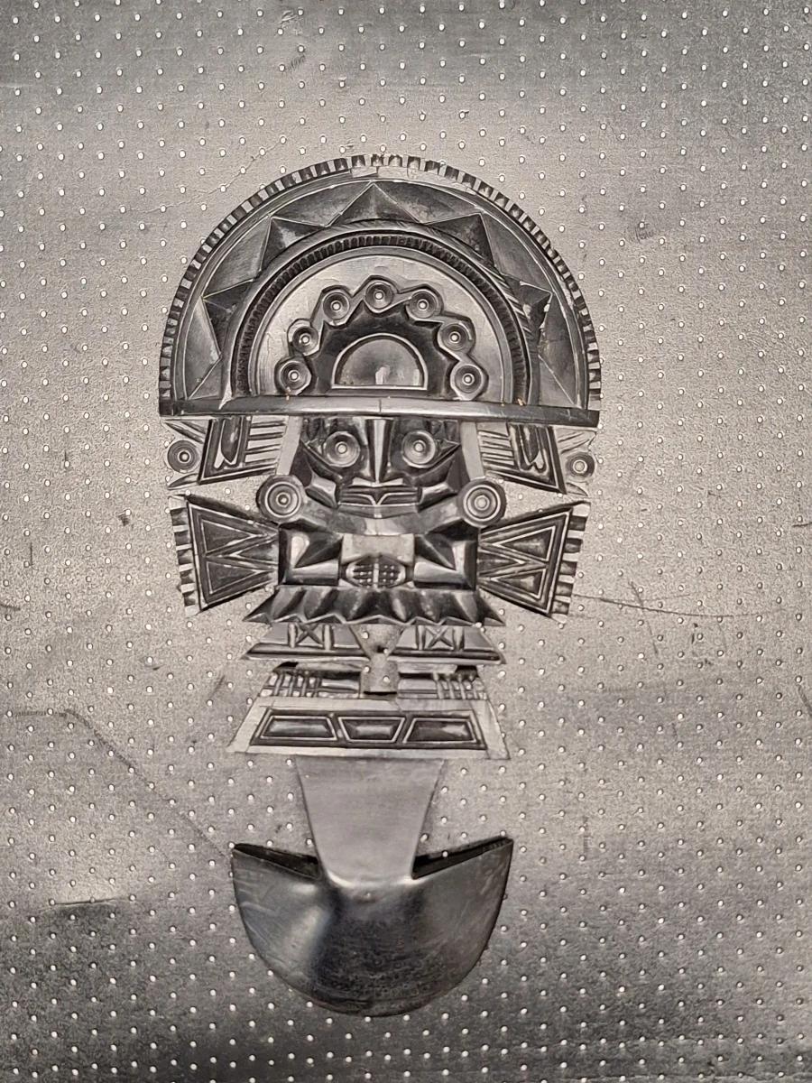 Handgesneden Peruaanse Tumi (Godenfiguur) Wandsculptuur - Zwarte Steen, Precolumbiaanse Stijl - foto 5