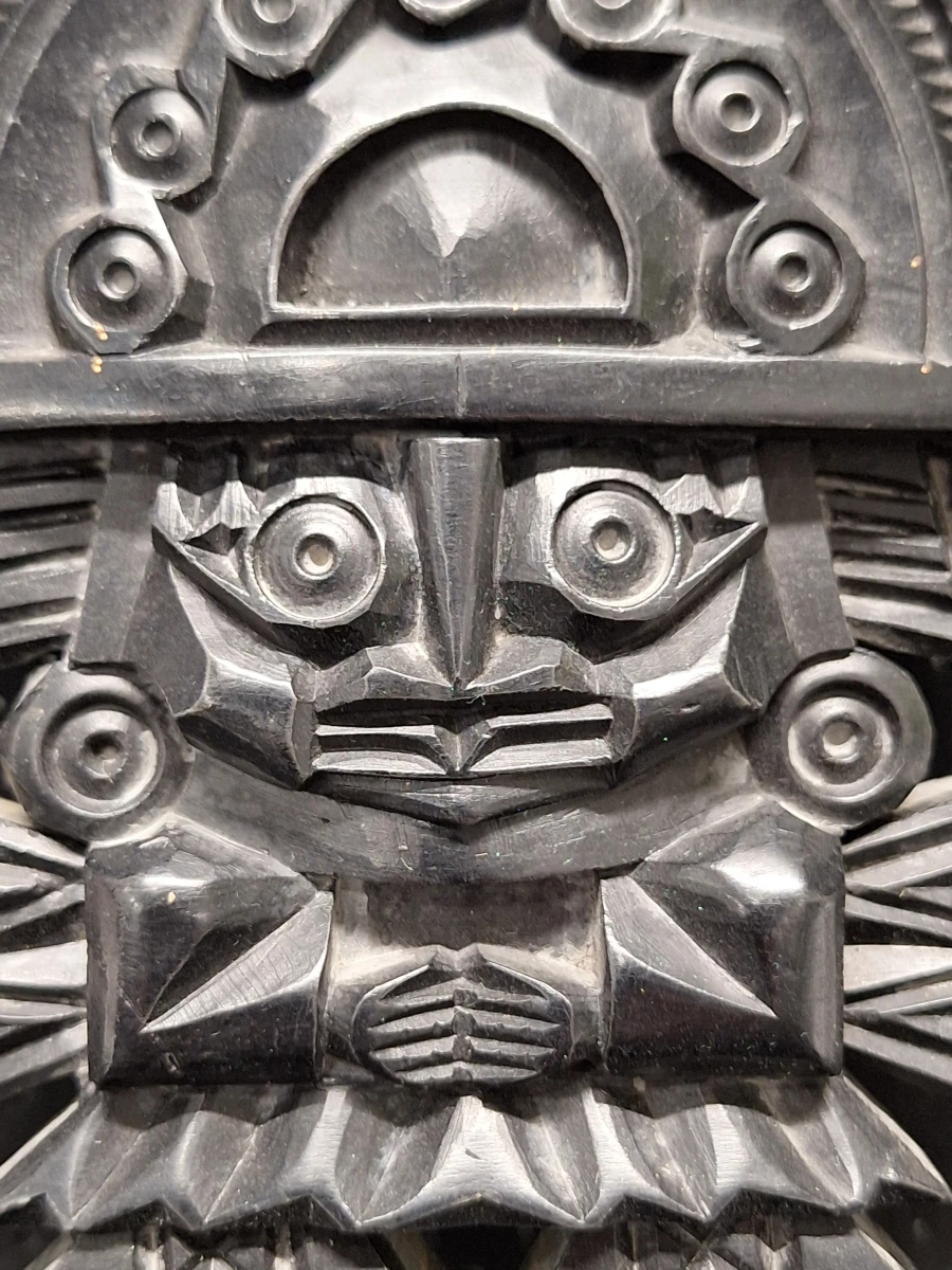Handgesneden Peruaanse Tumi (Godenfiguur) Wandsculptuur - Zwarte Steen, Precolumbiaanse Stijl - foto 7