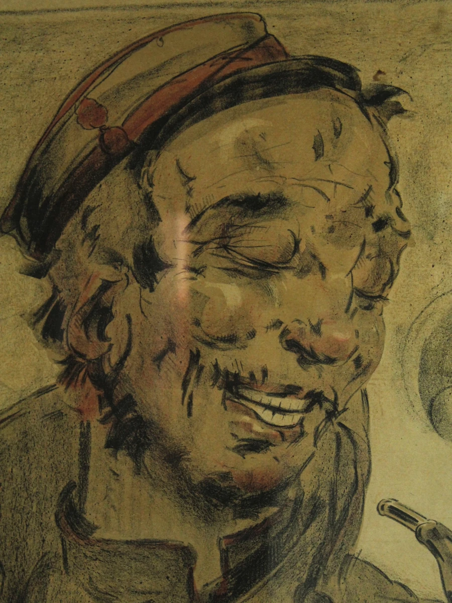 Alfred Ost (1884–1945) – litho 'Rokende Belgische soldaat' – drukkerij Kotting Amsterdam (1916 - foto 2
