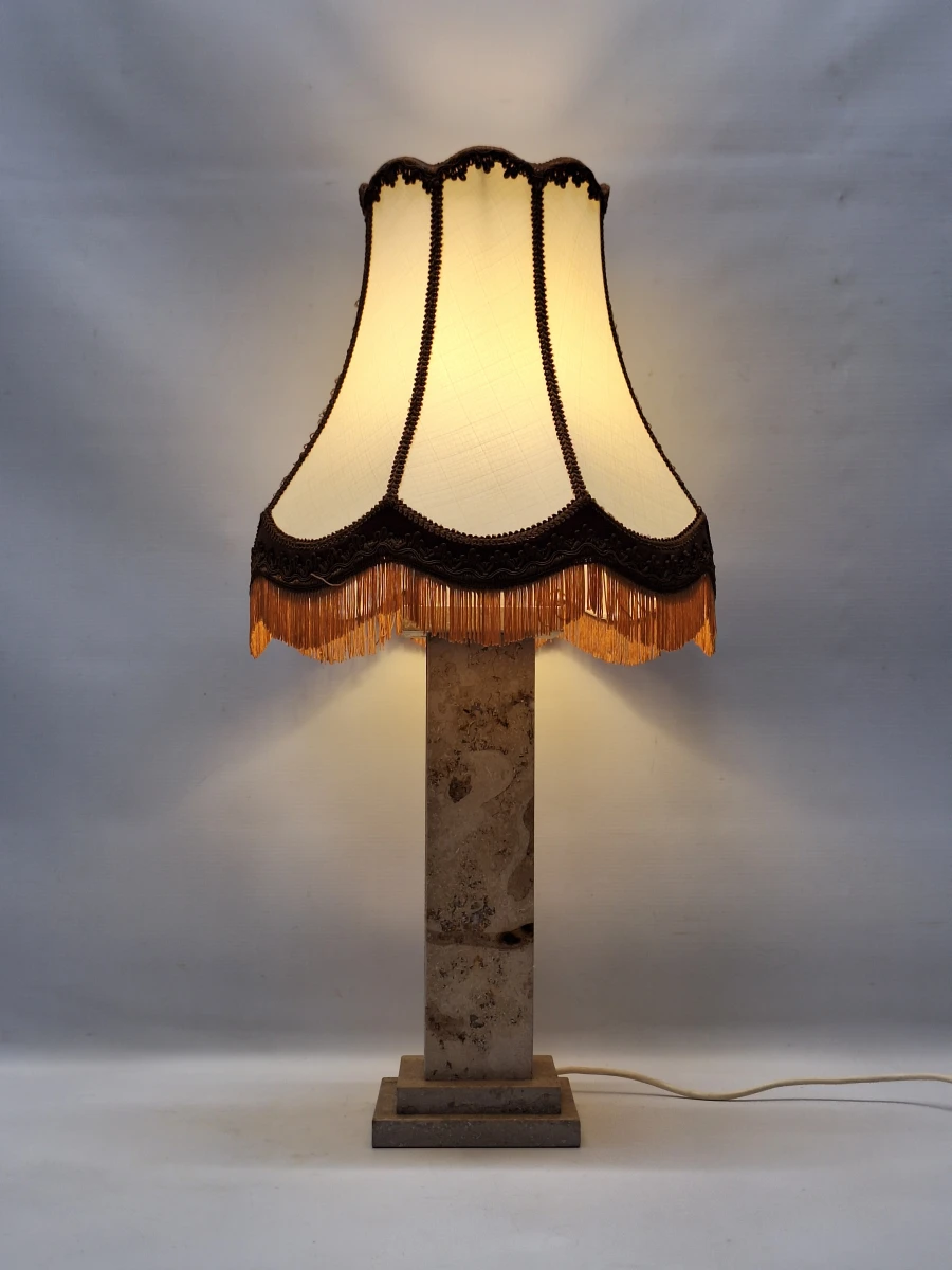 Vintage travertin tafellamp - architecturale zuillamp uit de jaren ’70/’80 - foto 2