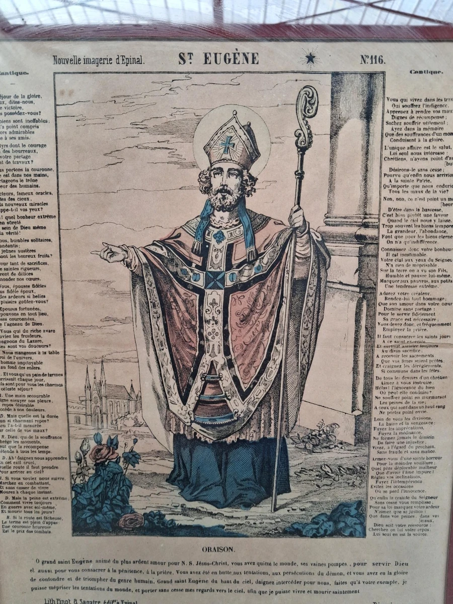 19e-eeuwse religieuze prent genaamd St. Eugène (nummer 116) - foto 2