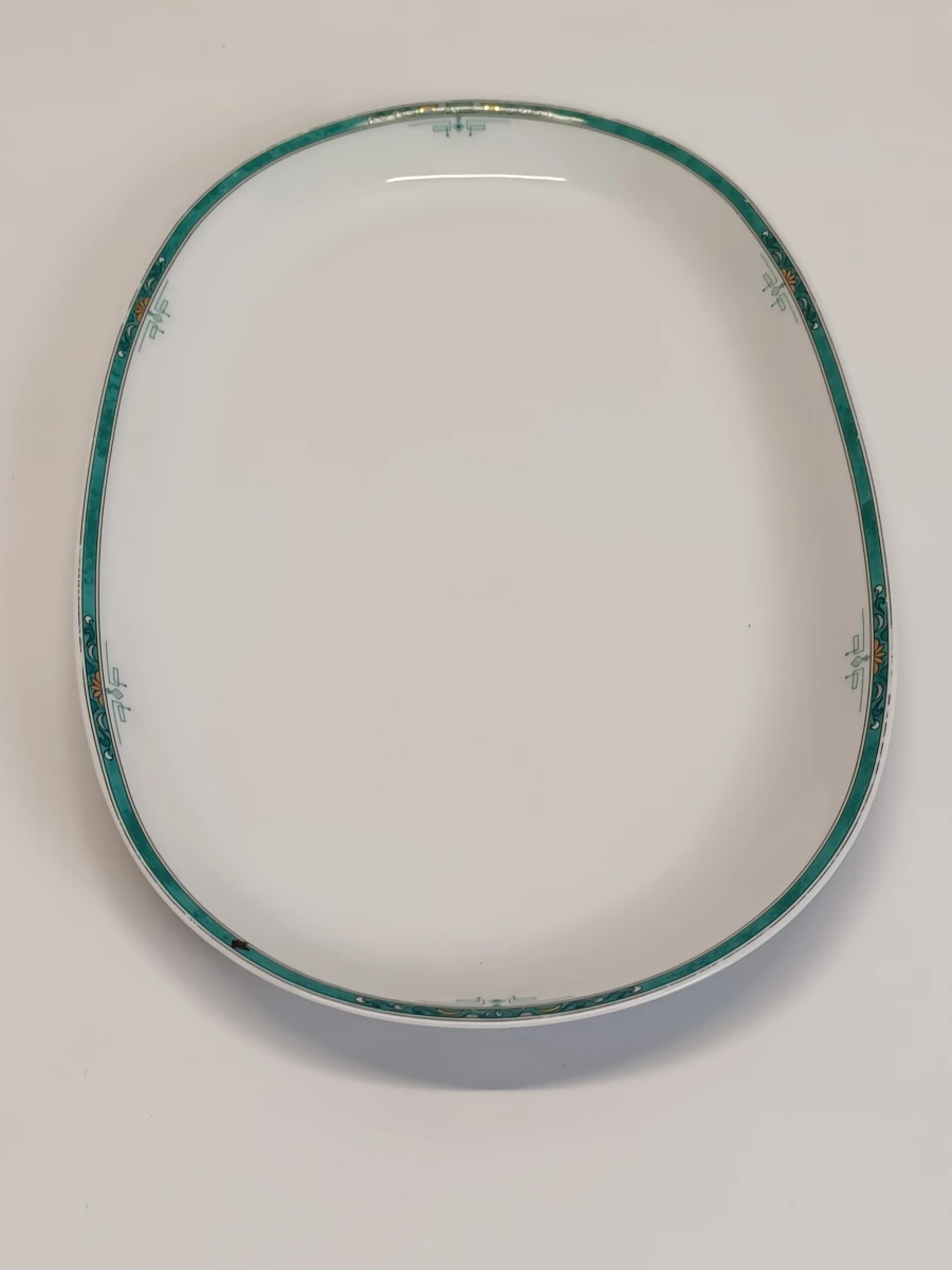 67-delig Porcelaine de Sologne servies met groene gemarmerde rand - Frankrijk - foto 17
