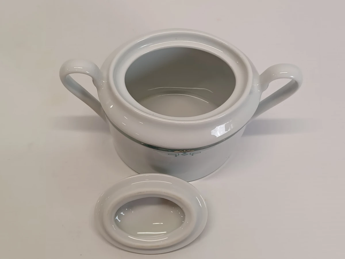 67-delig Porcelaine de Sologne servies met groene gemarmerde rand - Frankrijk - foto 20