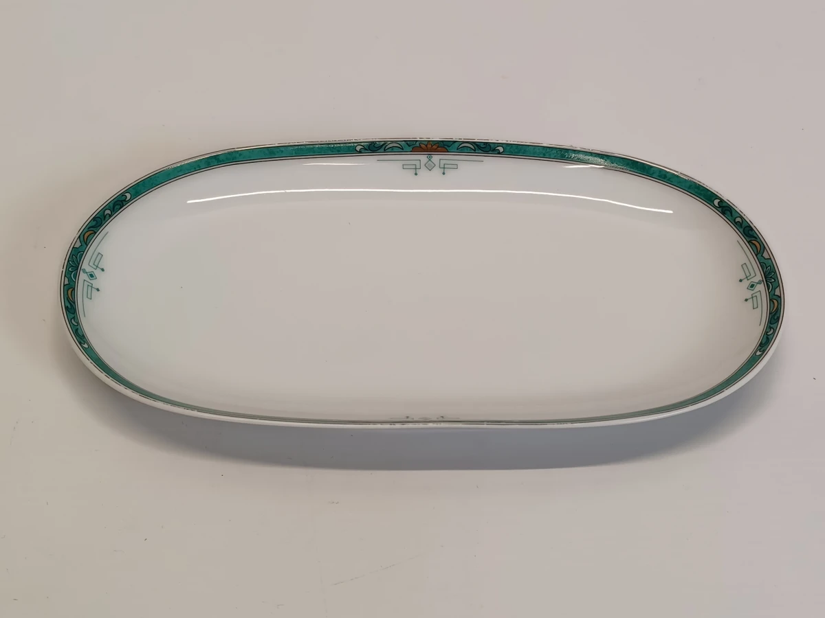 67-delig Porcelaine de Sologne servies met groene gemarmerde rand - Frankrijk - foto 15